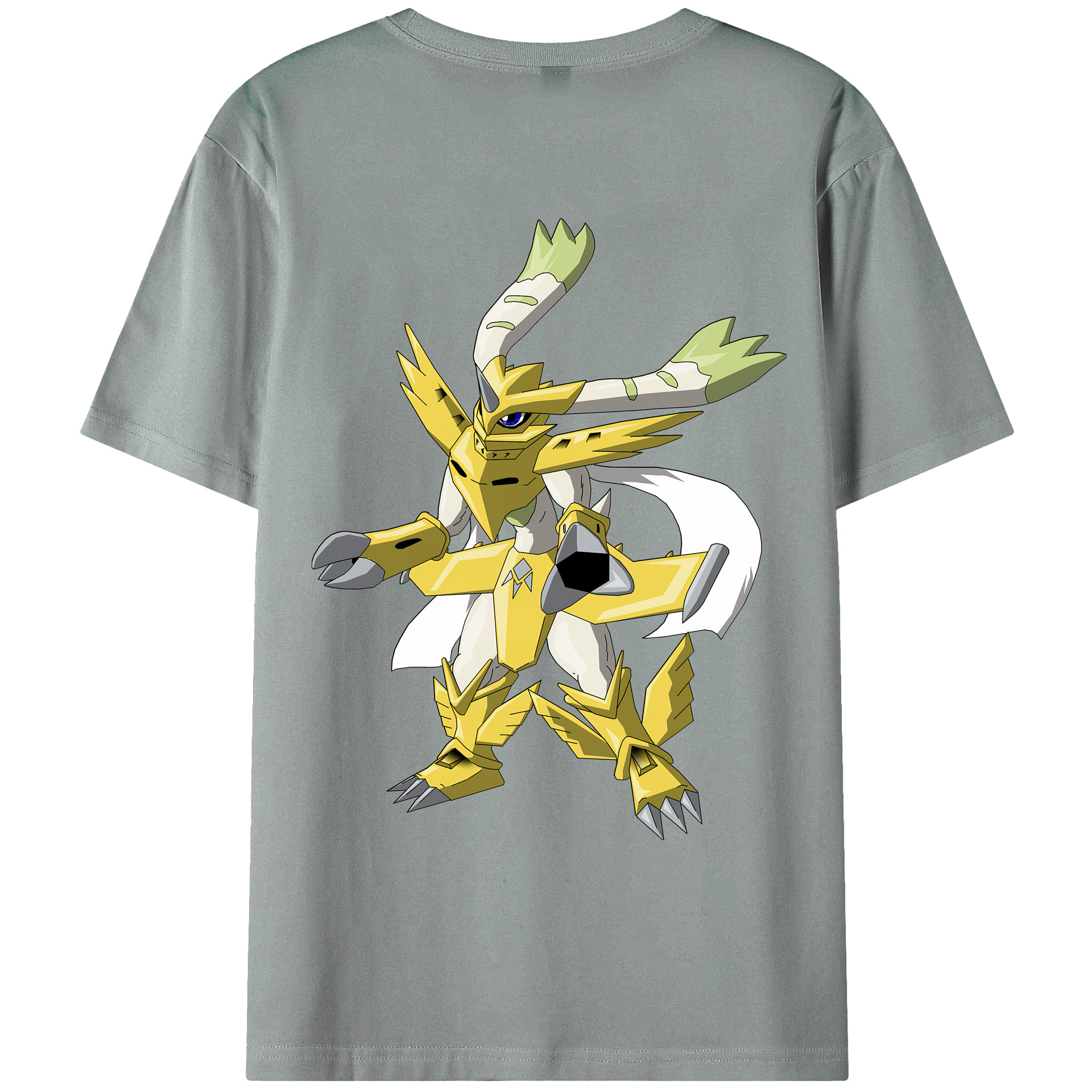 （画像用） Digimon デジタルモンスター/デジモン 綿100％ メンズ半袖Tシャツ（バックプリント） 通気性